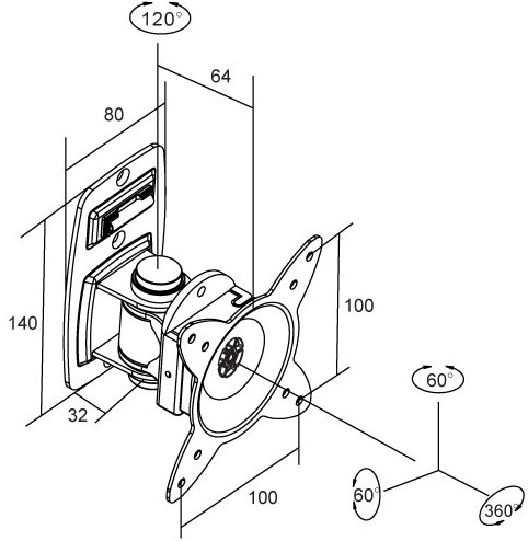 Svensen SV7.0 Quick Release VESA TV Bracket dimensions